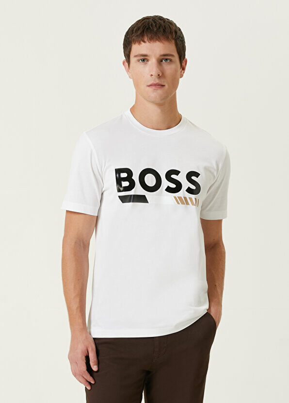 

Белая футболка стандартного кроя с логотипом Boss, Белый