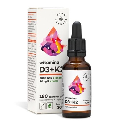 Витамин D3 2000МЕ + К2Мк7 30Мл Капли, Aura Herbals