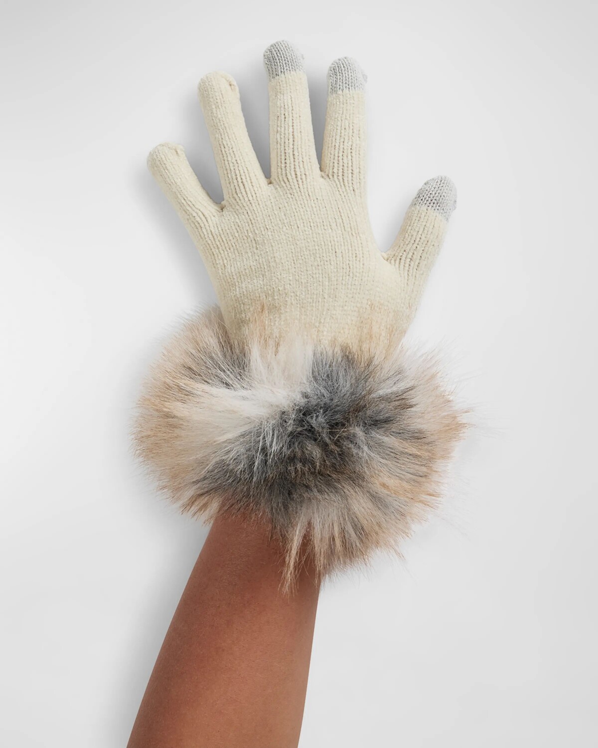

Технические перчатки с отделкой из искусственного меха Fabulous Furs, цвет Grey Chevron