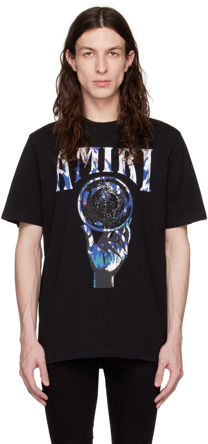 

Черная футболка с хрустальным шаром AMIRI
