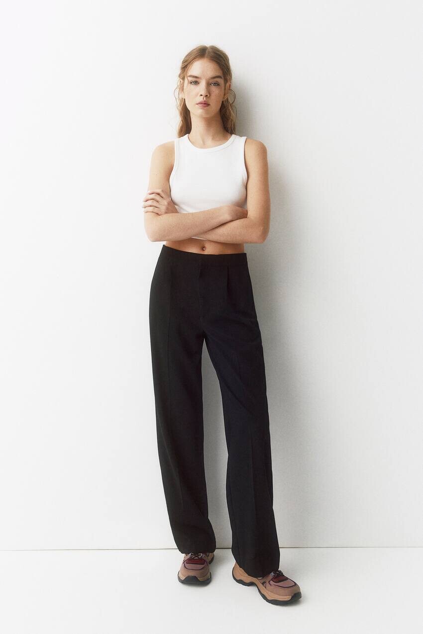 

Элегантные брюки свободного кроя Pull&Bear, черный