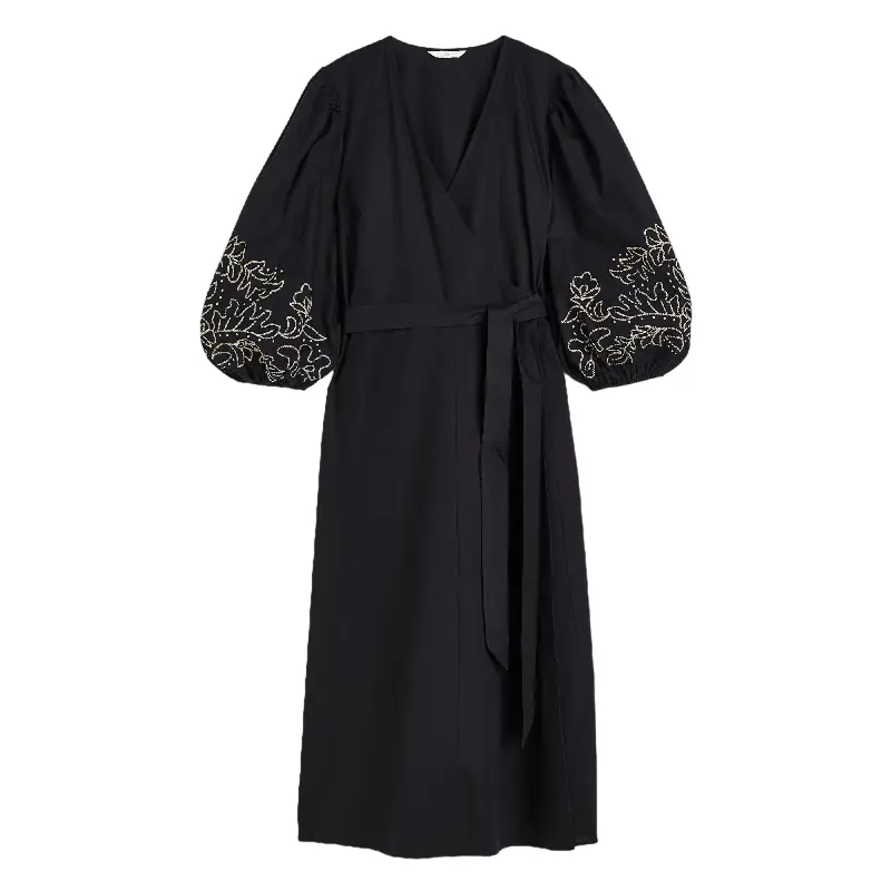 

Платье H&M Embroidered Wrap, черный