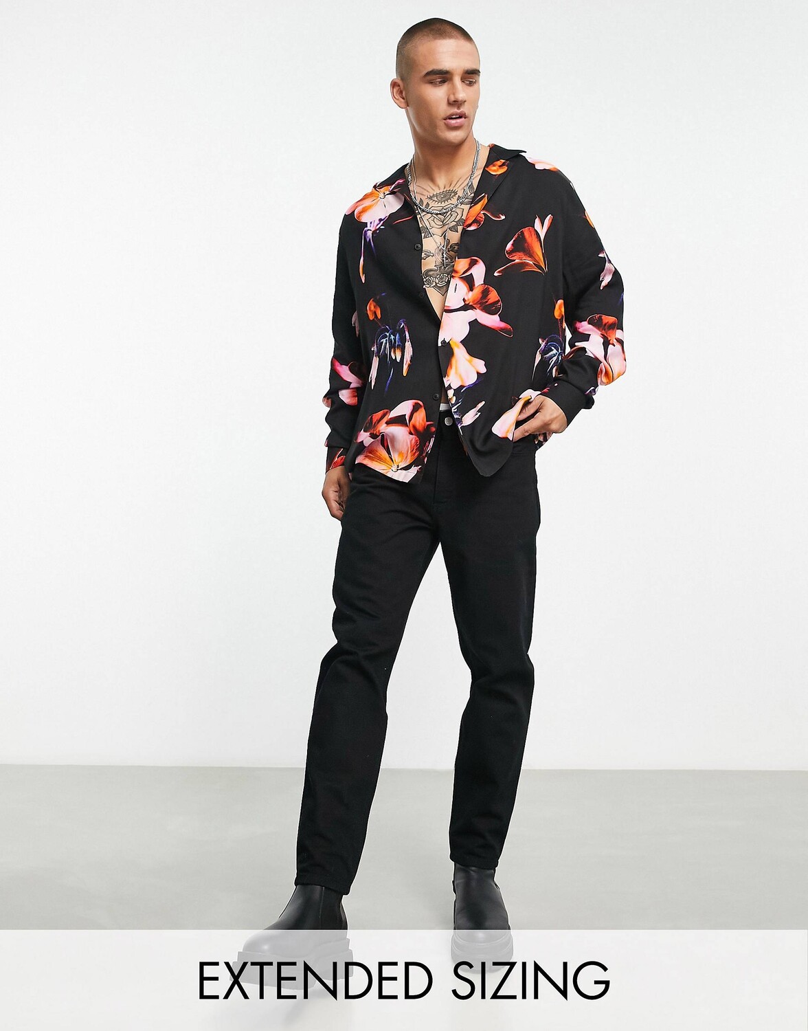 

Свободная рубашка черного цвета с фотографическим принтом ASOS DESIGN