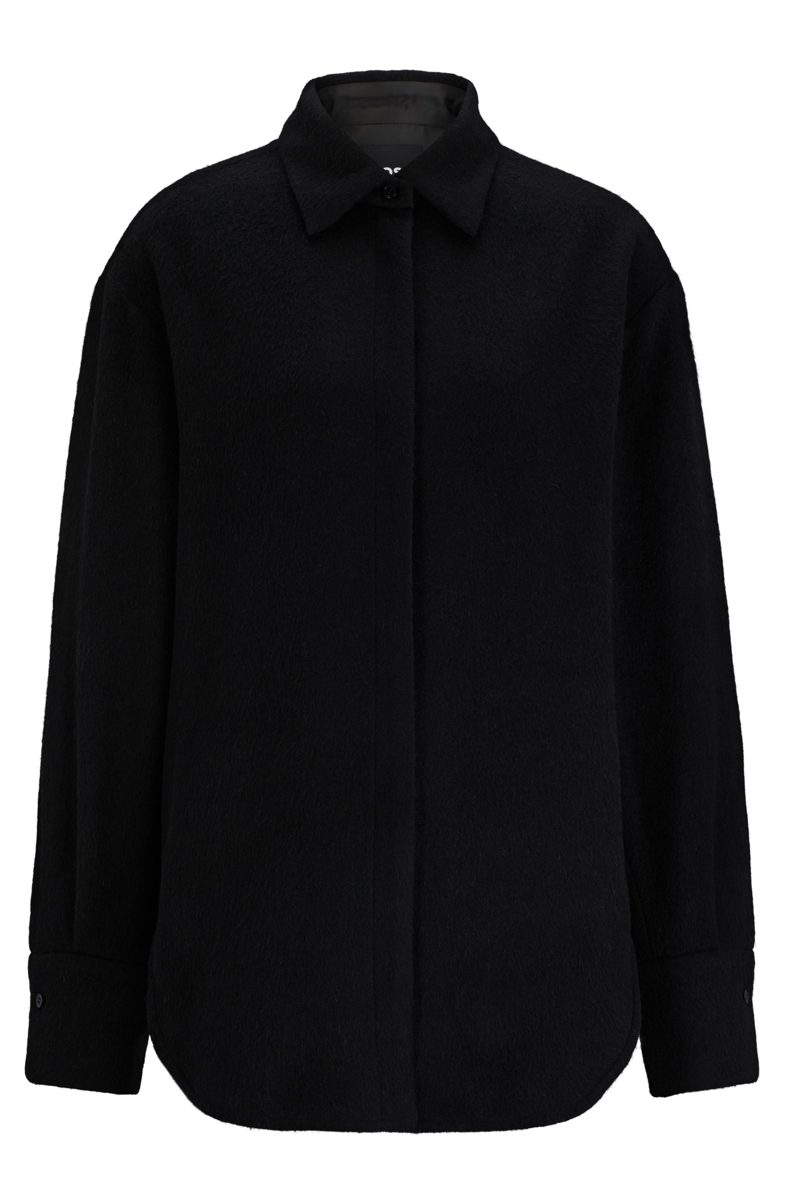 Куртка-рубашка Boss Oversize Wool-blend, черный куртка рубашка h