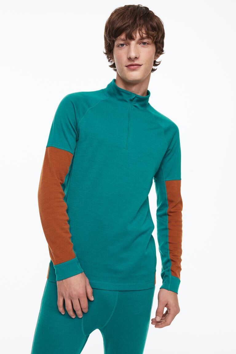 

Термотоп с шерстью H&M, бирюзовый/коричневый