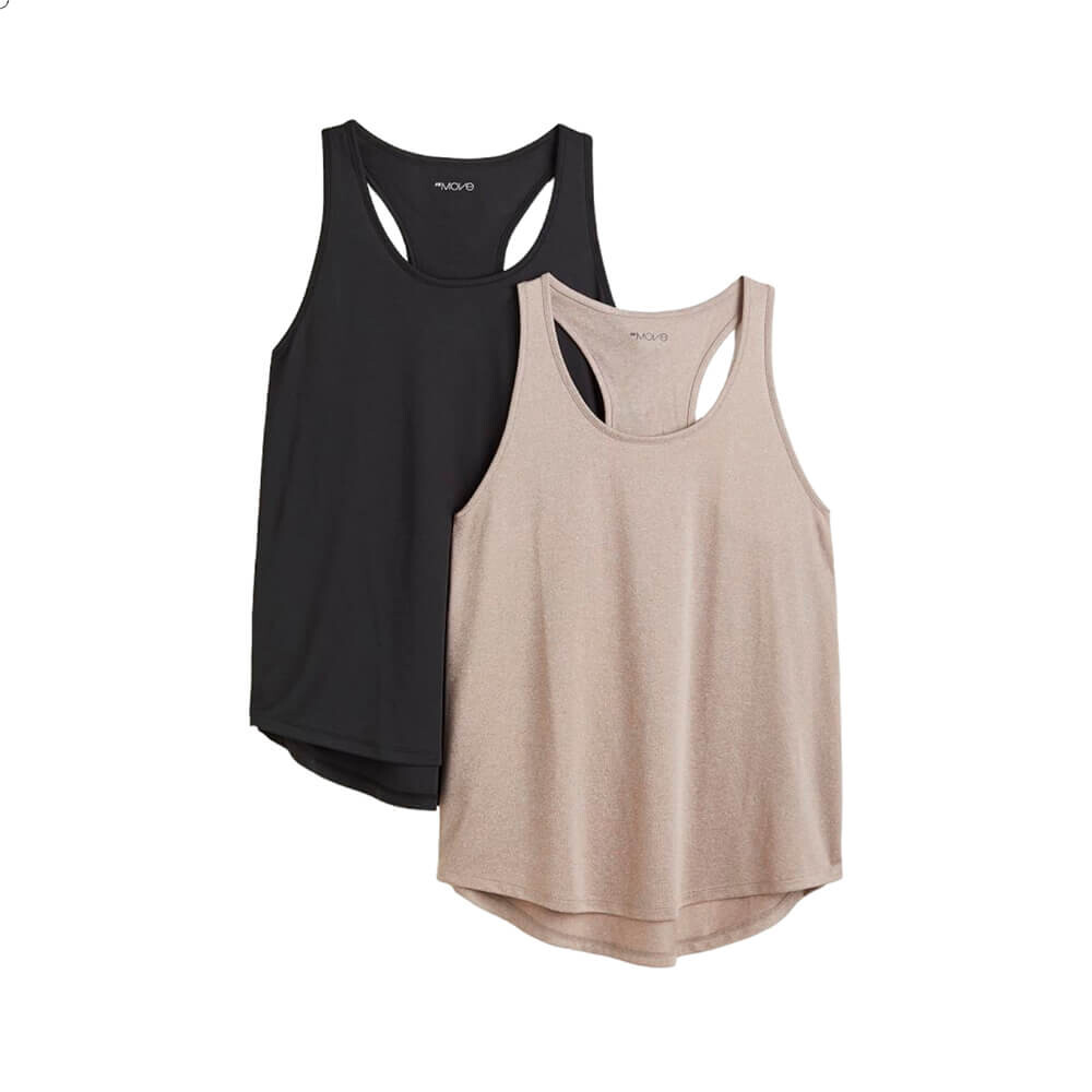 

Комплект топов H&M Sports Vest, 2 предмета, черный/серо-бежевый