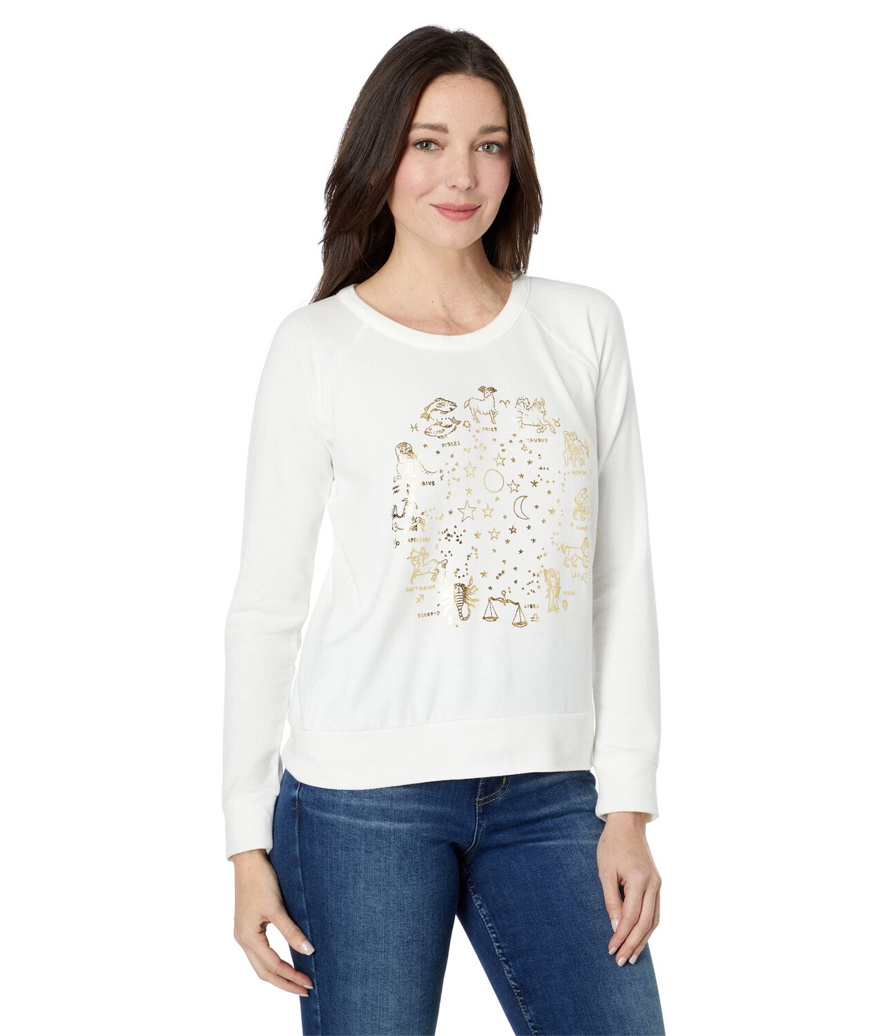 

Пуловер Chaser, \"Zodiac\" Sustainable Bliss Knit Long Sleeve Raglan Pullover, Белый