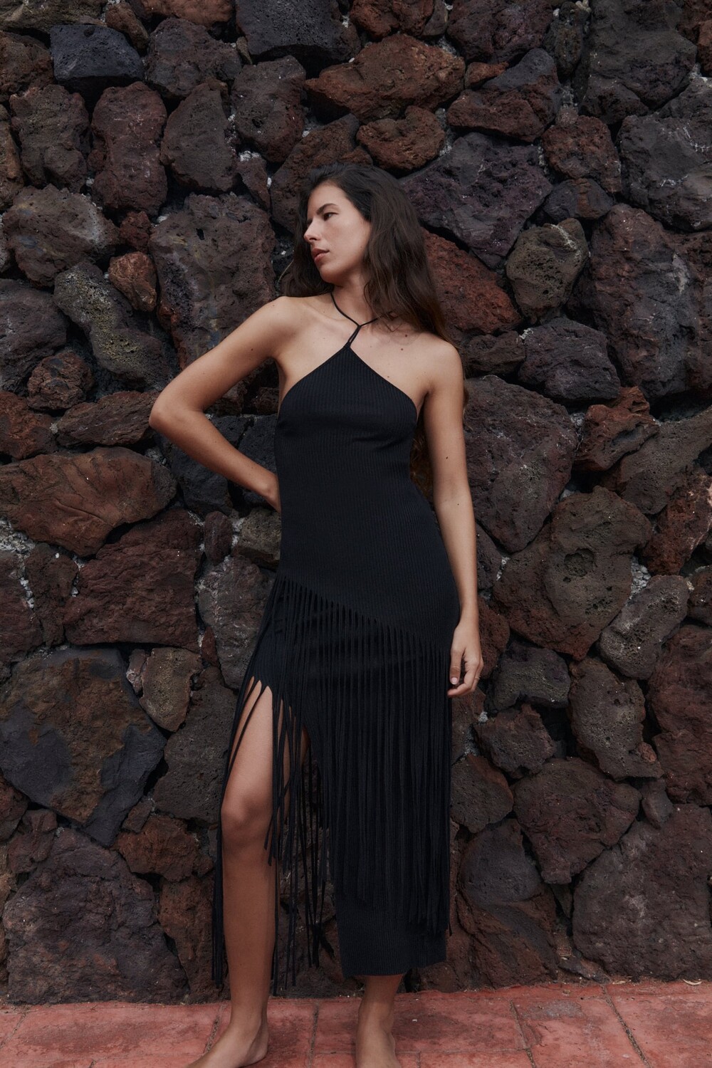 

Рубчатый топ с окрашиной ZARA, черный