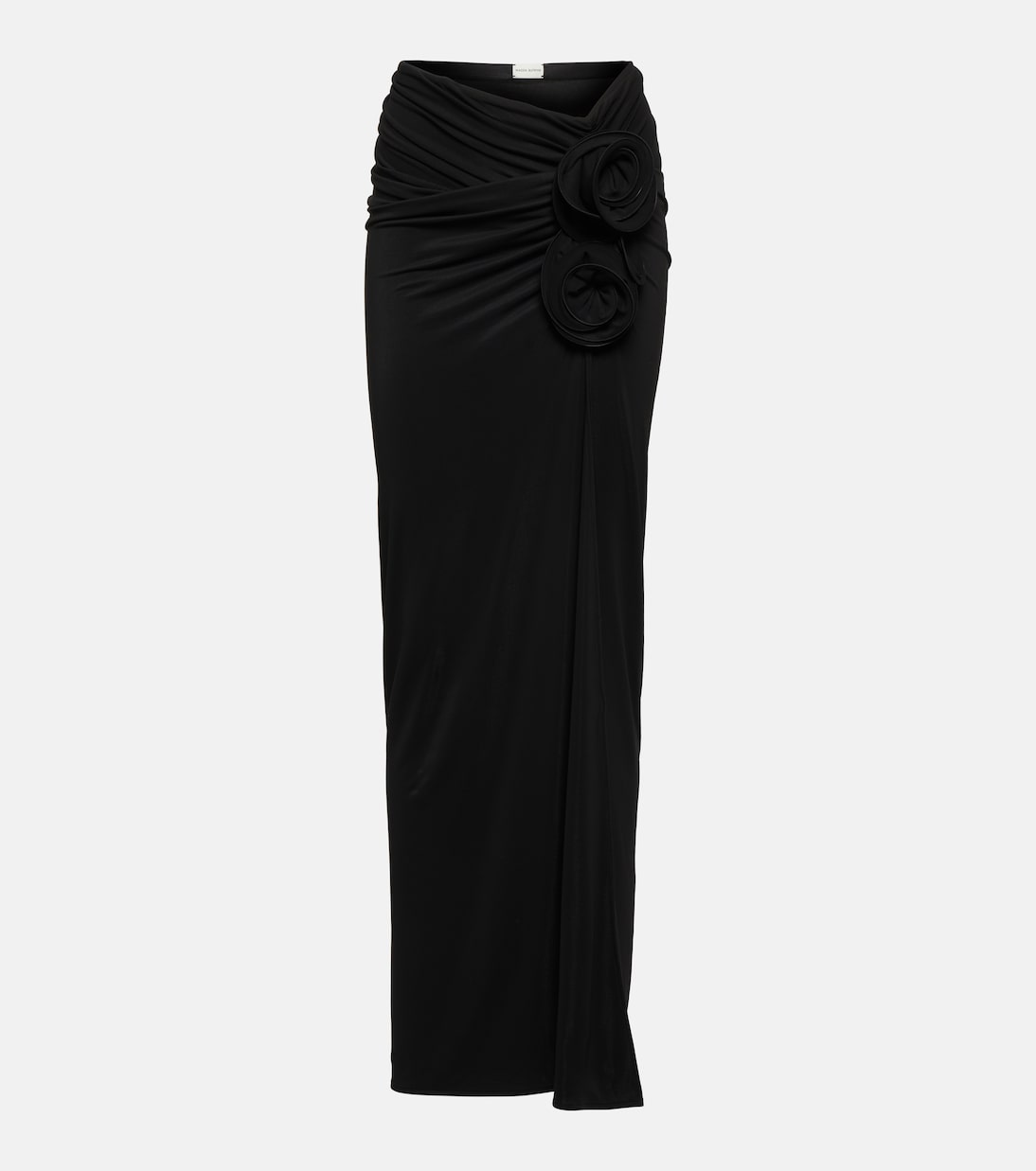 Юбка макси со сборками и цветочной аппликацией Magda Butrym, черный юбка макси средней посадки со сборками magda butrym коричневый