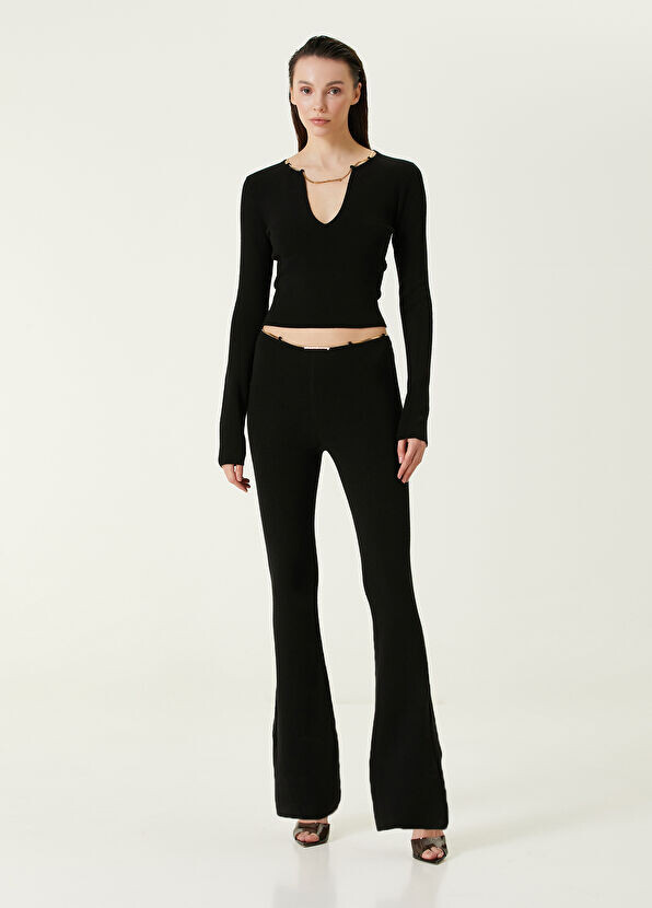 

Шерстяные трикотажные брюки с цепочкой Alexander Wang, черный