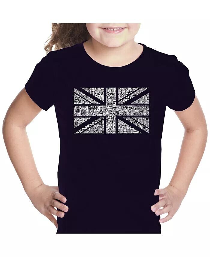 

Футболка с рисунком Word Art для девочек - UNION JACK La Pop Art, черный