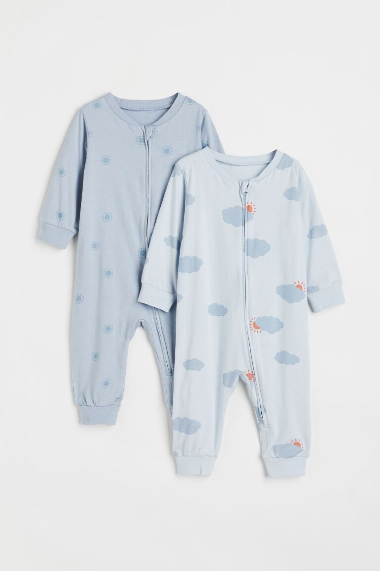 

2 пары пижам из хлопка с рисунком H&M, голубой/облака