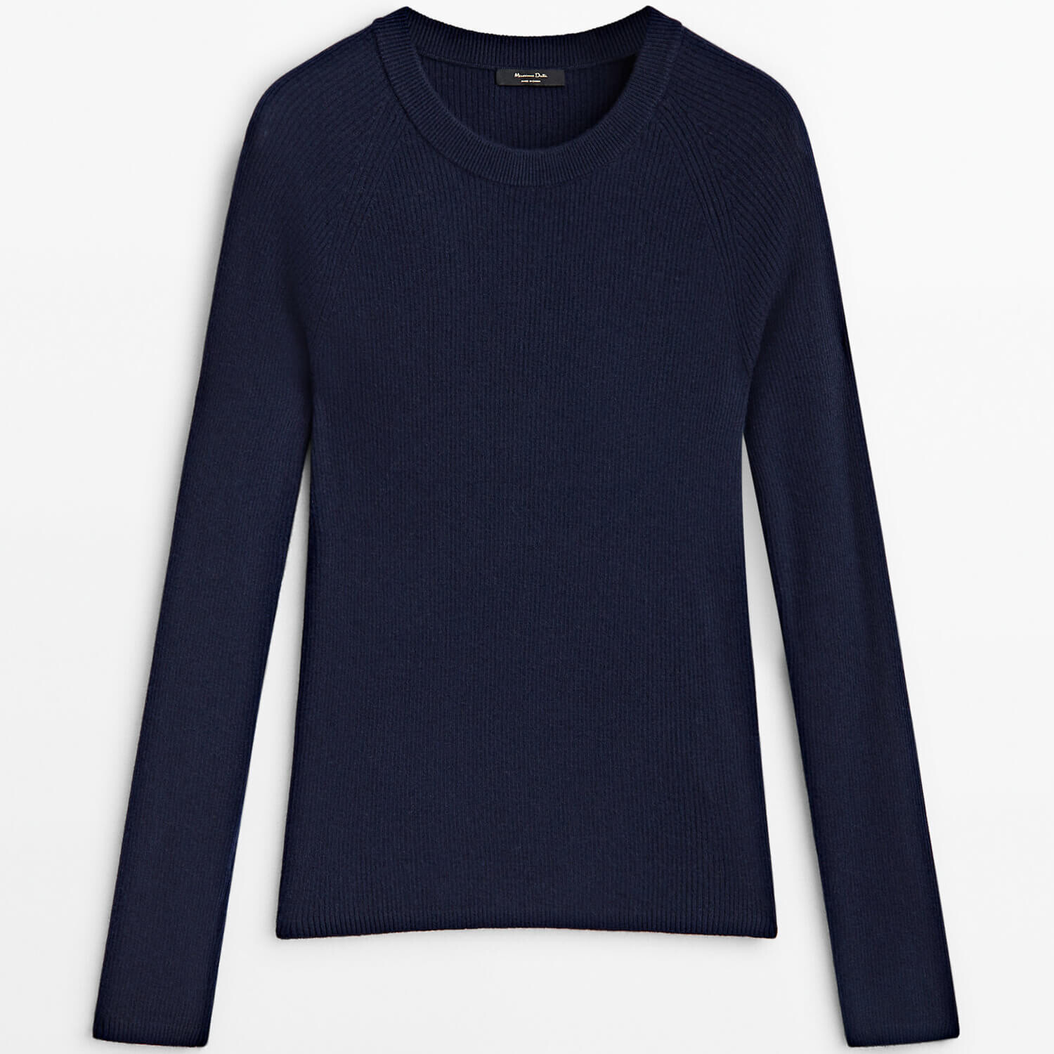 

Свитер Massimo Dutti Crew Neck Ribbed, темно-синий