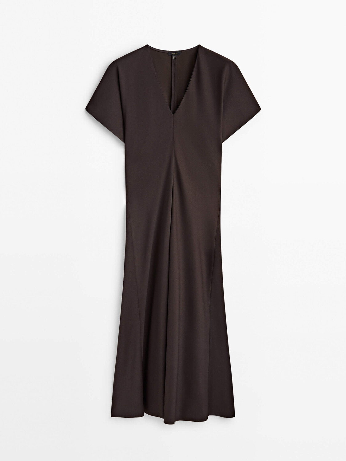 

Платье Massimo Dutti Flowing V-neck Midi, шоколадный