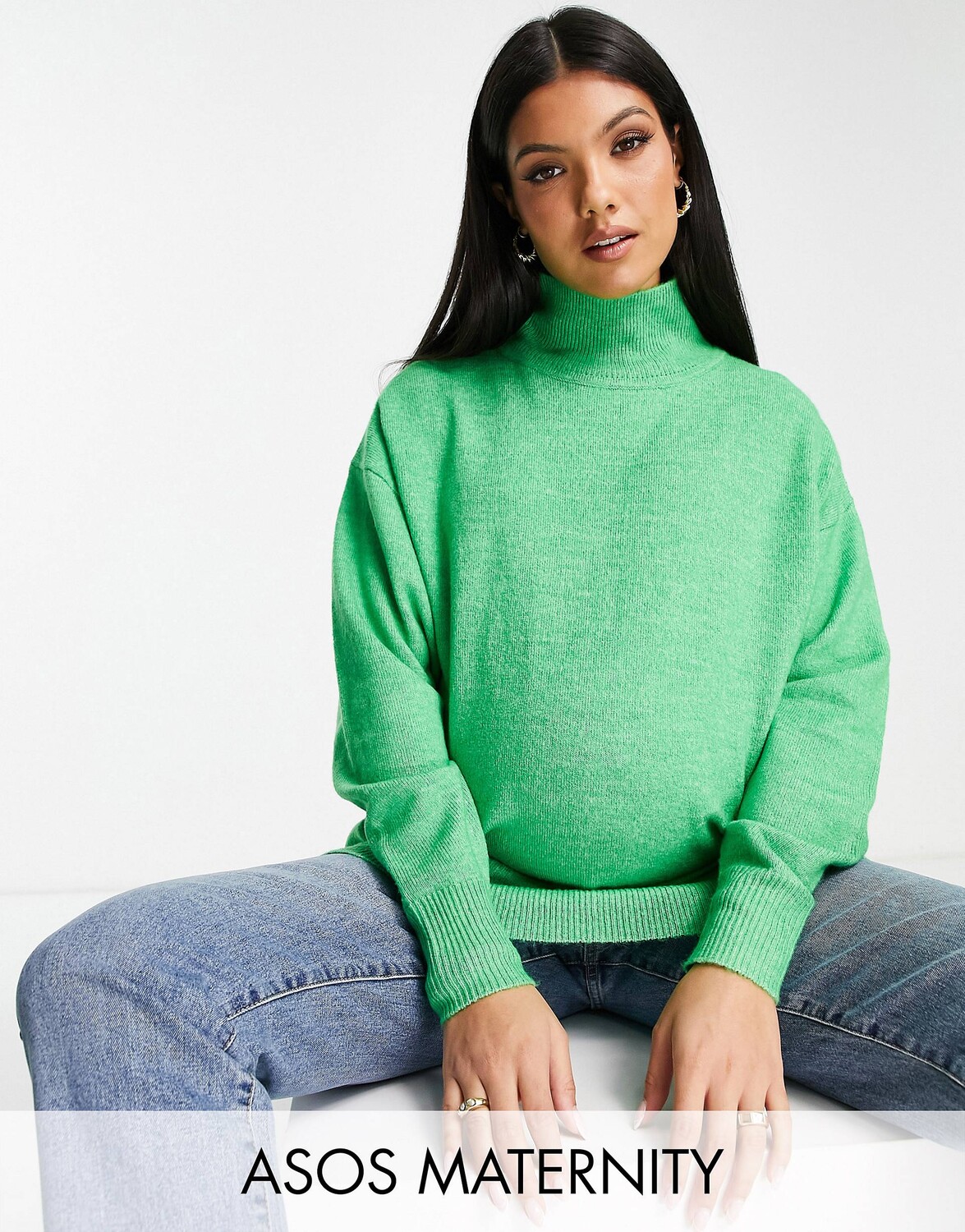 

Зеленый удлиненный джемпер с высоким воротником ASOS DESIGN Maternity