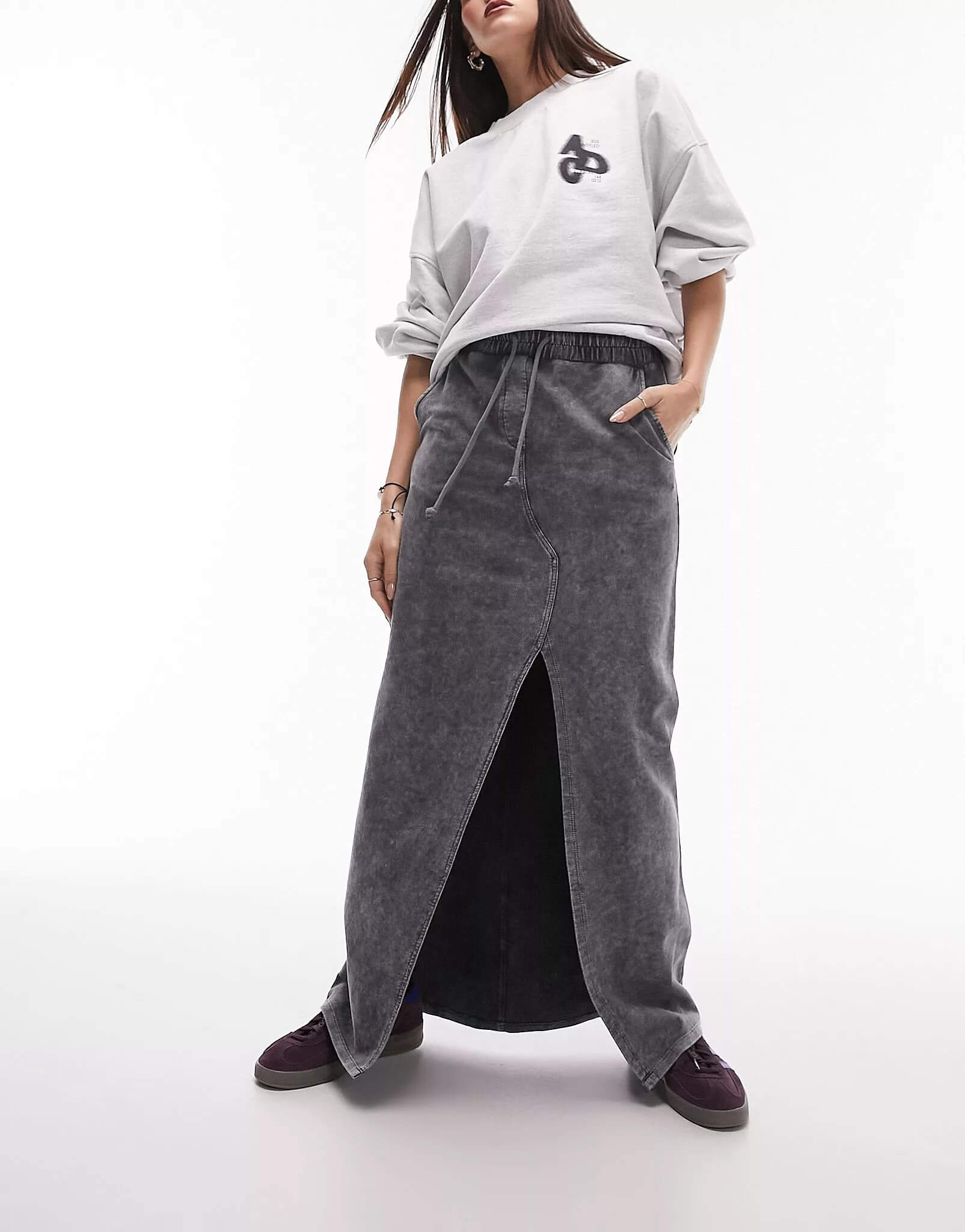 Юбка Topshop Jogger Maxi, темно-серый юбка topshop knitted tinsel темно серый