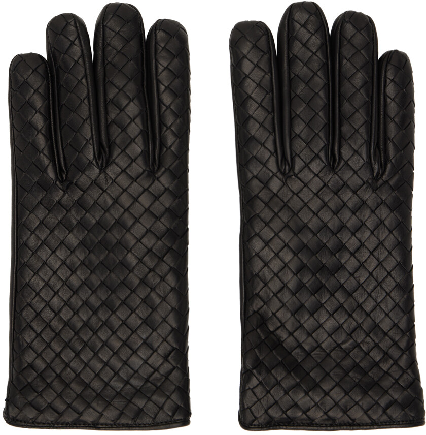 

Черные перчатки интрекчато Bottega Veneta