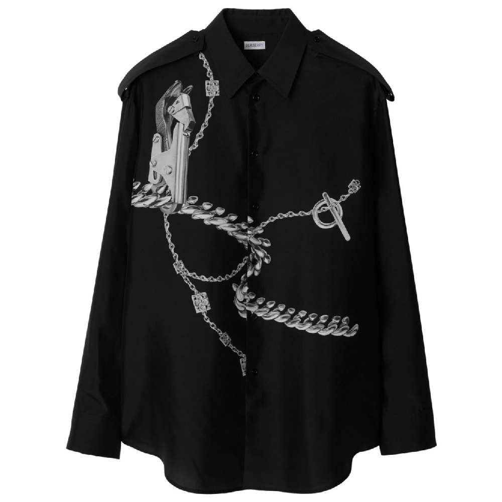цена Рубашка Burberry Long-Sleeve Placed, черный