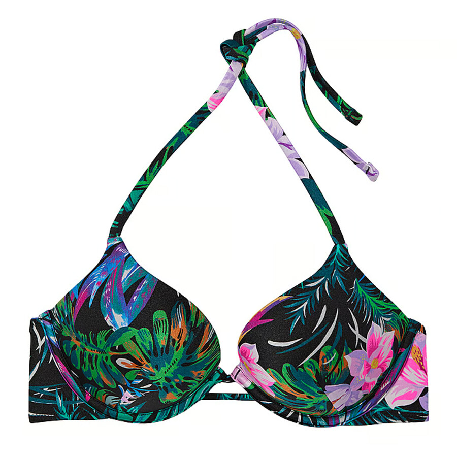 

Топ бикини Victoria's Secret Swim Mix & Match Bombshell Push-Up Smooth, черный тропический