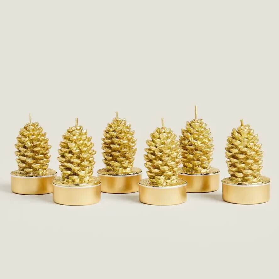 

Декоративная свеча Zara Home Pack Of Christmas Pine, золотой