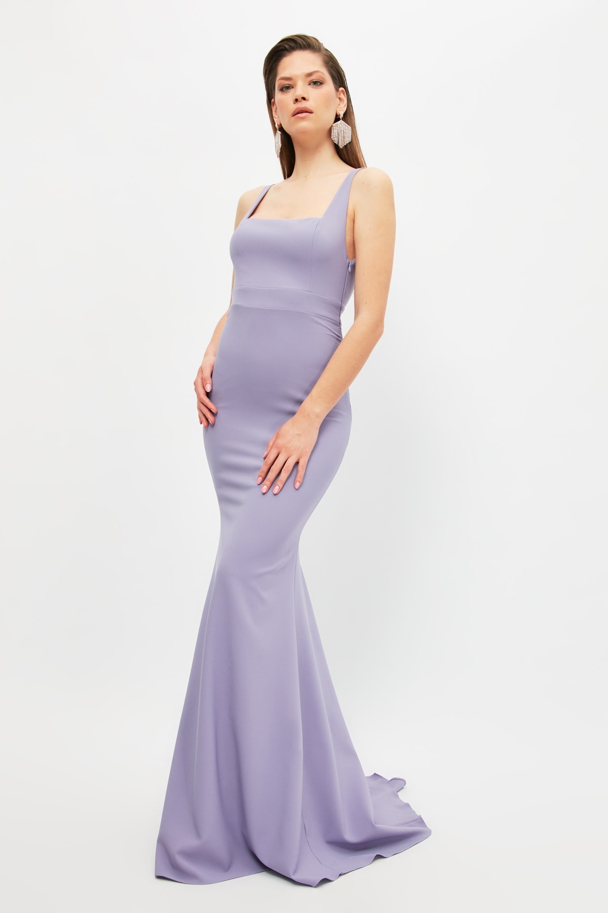Вечернее платье и для выпускного – Фиолетовый Базовый , Trendyol
