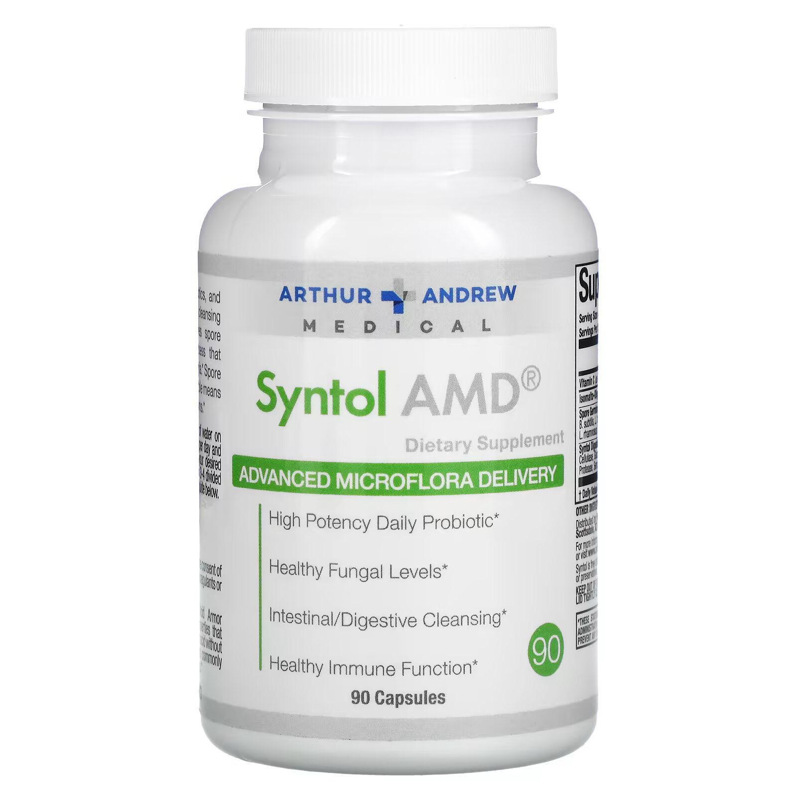 Arthur Andrew Medical, Syntol AMD, Advanced Microflora Delivery, средство для здоровой микрофлоры, 500 мг, 90 капсул arthur andrew medical syntol