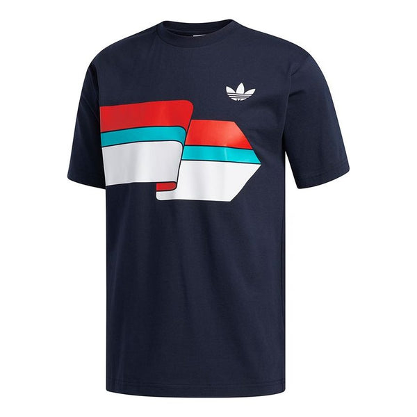 Футболка Adidas originals Ripple Tee Colorblock Printing Sports Short Sleeve Navy Blue, Синий