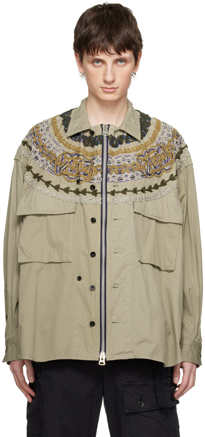 

Рубашка цвета хаки с вышивкой Eric Haze Edition sacai