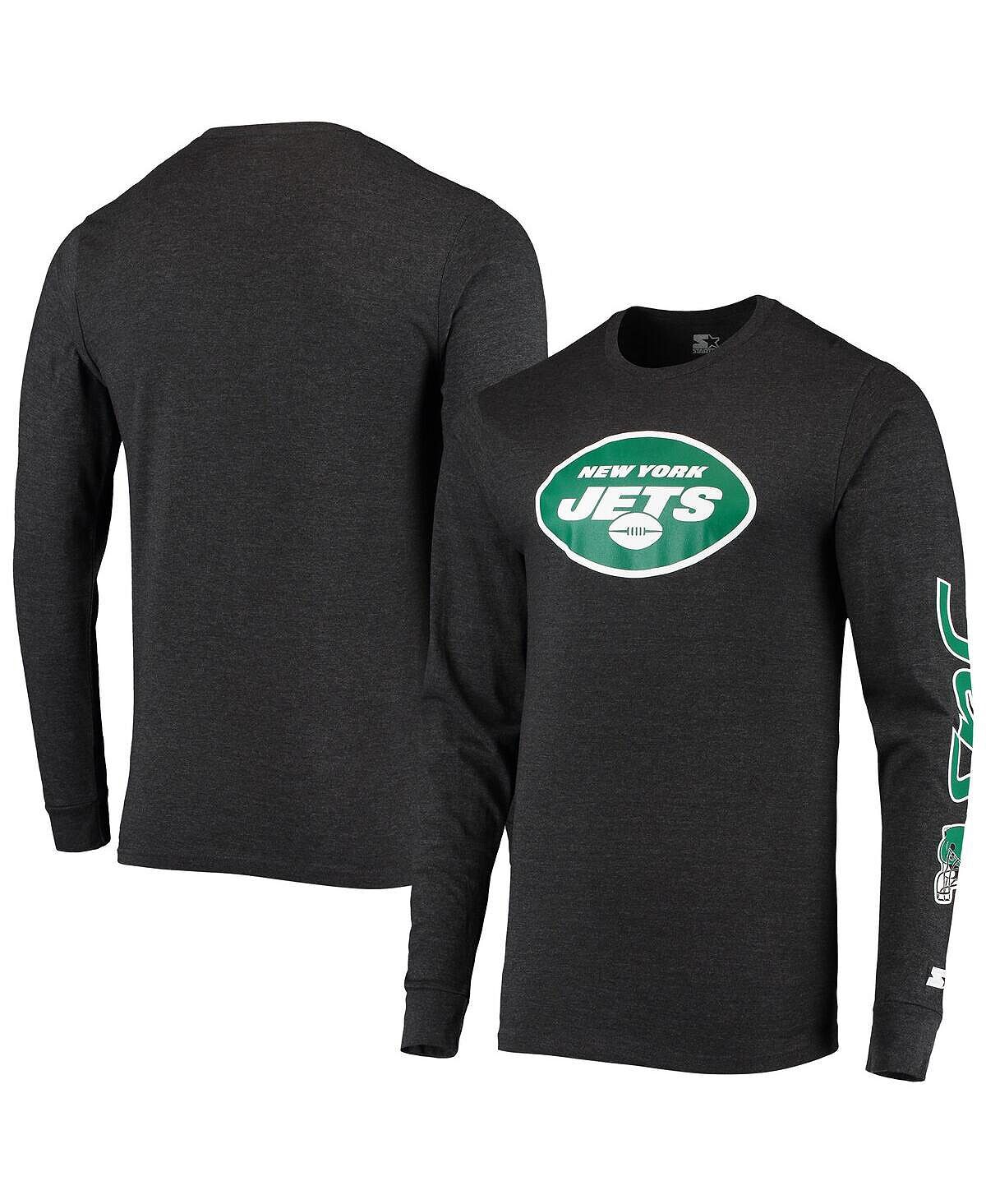 

Мужская футболка с длинным рукавом new york jets halftime с меланжевым покрытием черного цвета Starter, мульти
