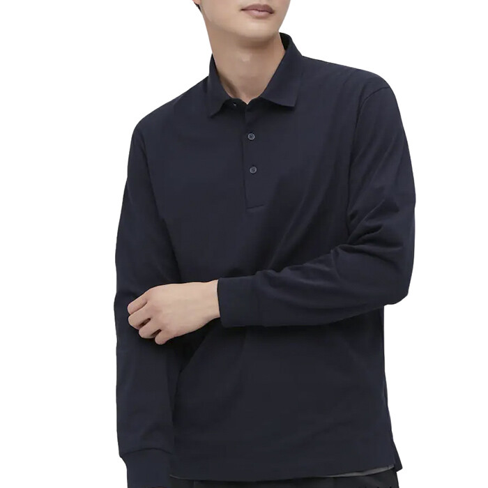 

Рубашка-поло Uniqlo Airism Long Sleeved, темно-синий