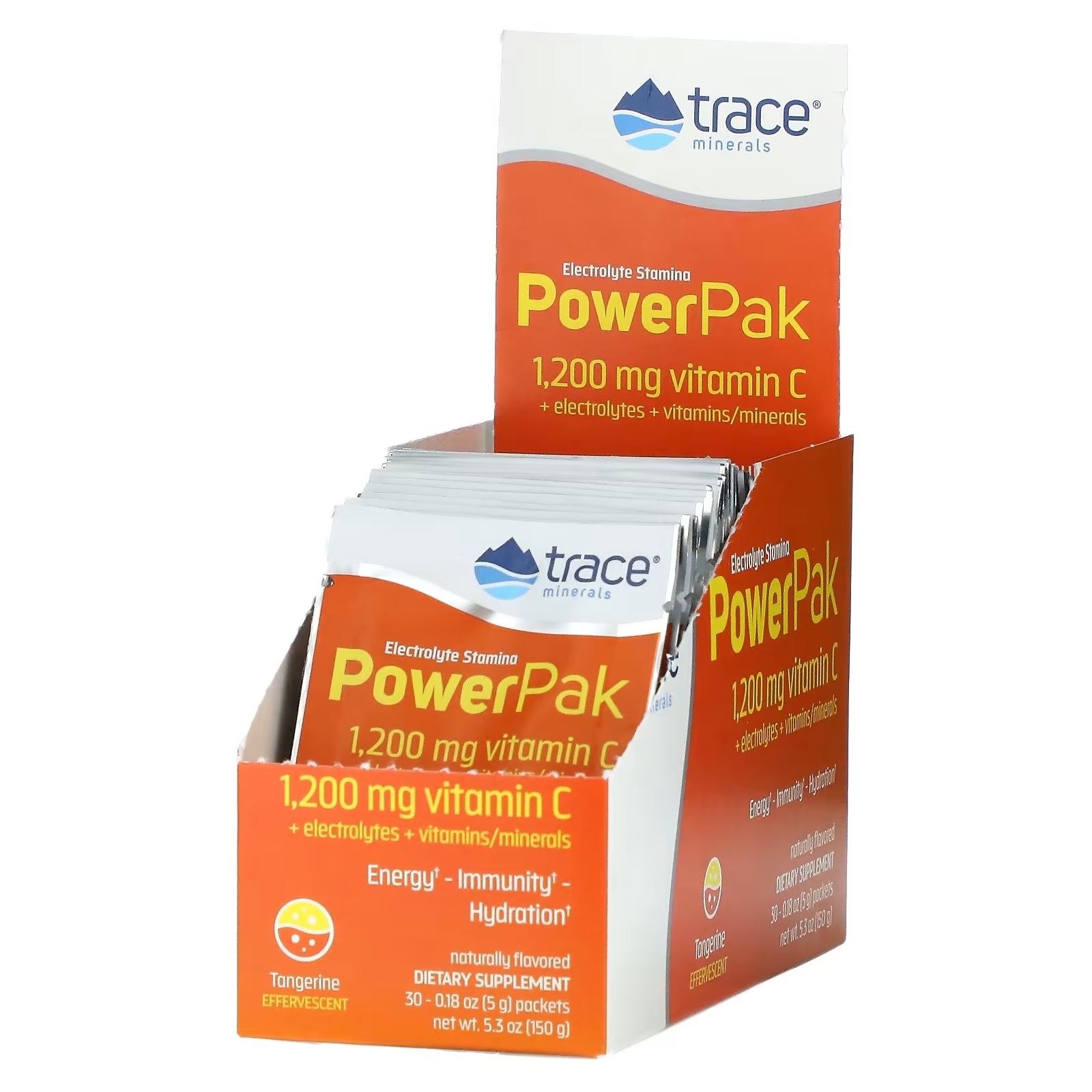 Пищевая Добавка Trace Minerals Electrolyte Stamina PowerPak со вкусом мандарина, 30 пакетиков по 5 г