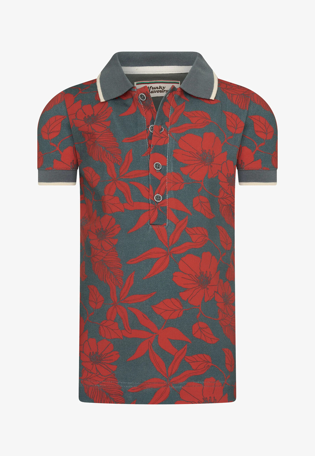 

Футболка-поло 4funkyflavours We The People With Flower Pattern, серый/бордовый