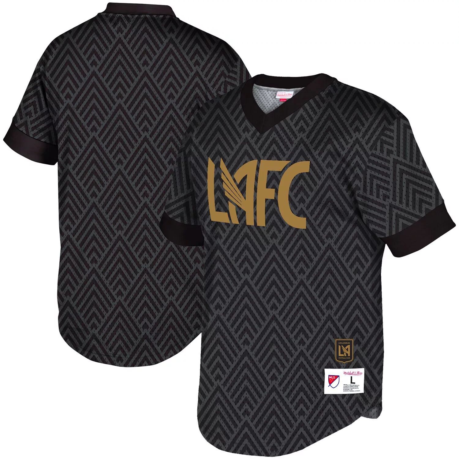 

Мужская черная сетчатая рубашка с v-образным вырезом Mitchell & Ness LAFC Wordmark
