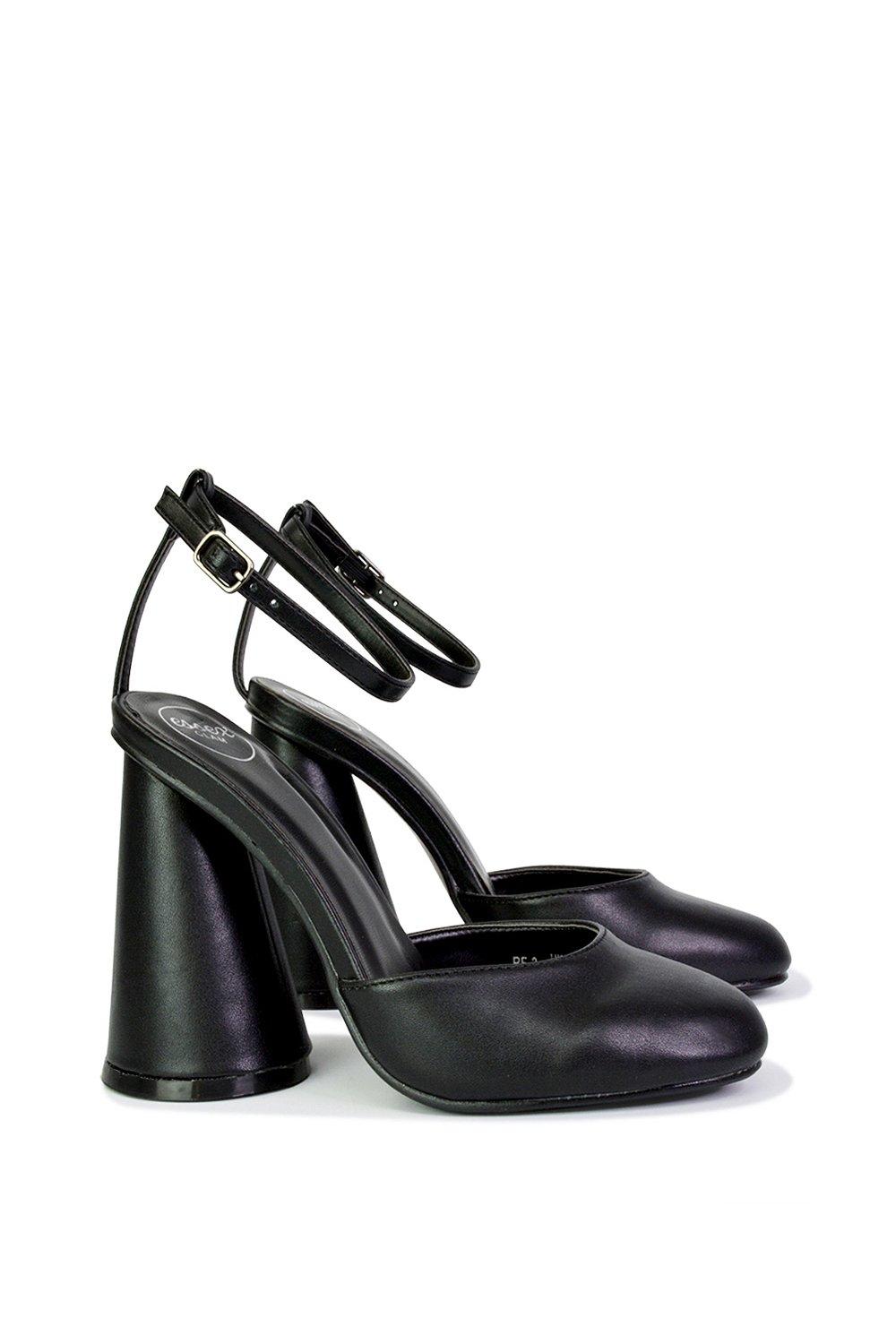 Эффектный каблук с блоком цилиндров и ремешком на щиколотке Ekin XY London, черный туфли женские кожаные на толстом каблуке с бисером на квадратном каблуке