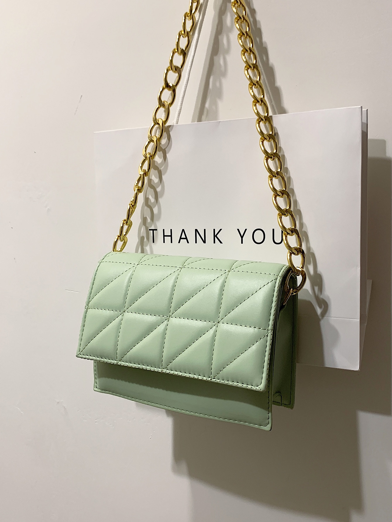 Легкая деловая повседневная мини-стеганая квадратная сумка с цепочкой и цепочкой для девочек-подростков, зеленый