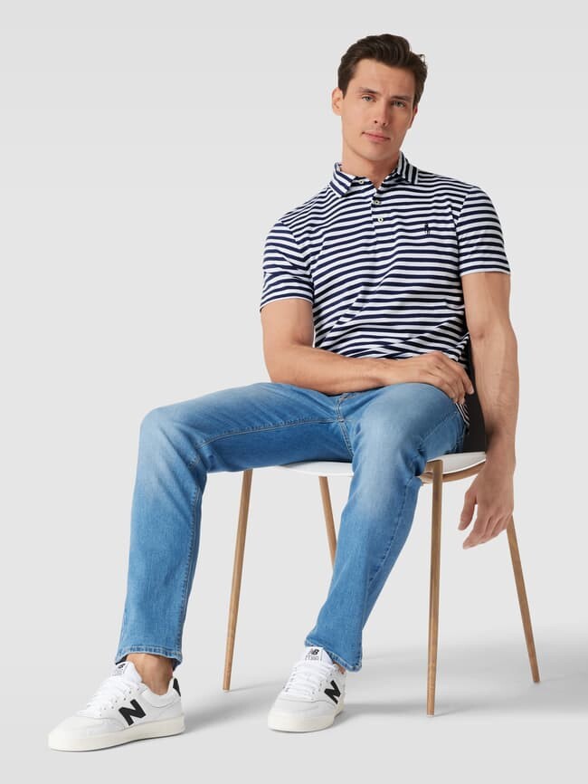 

Рубашка-поло с вышитым логотипом Polo Ralph Lauren, темно-синий