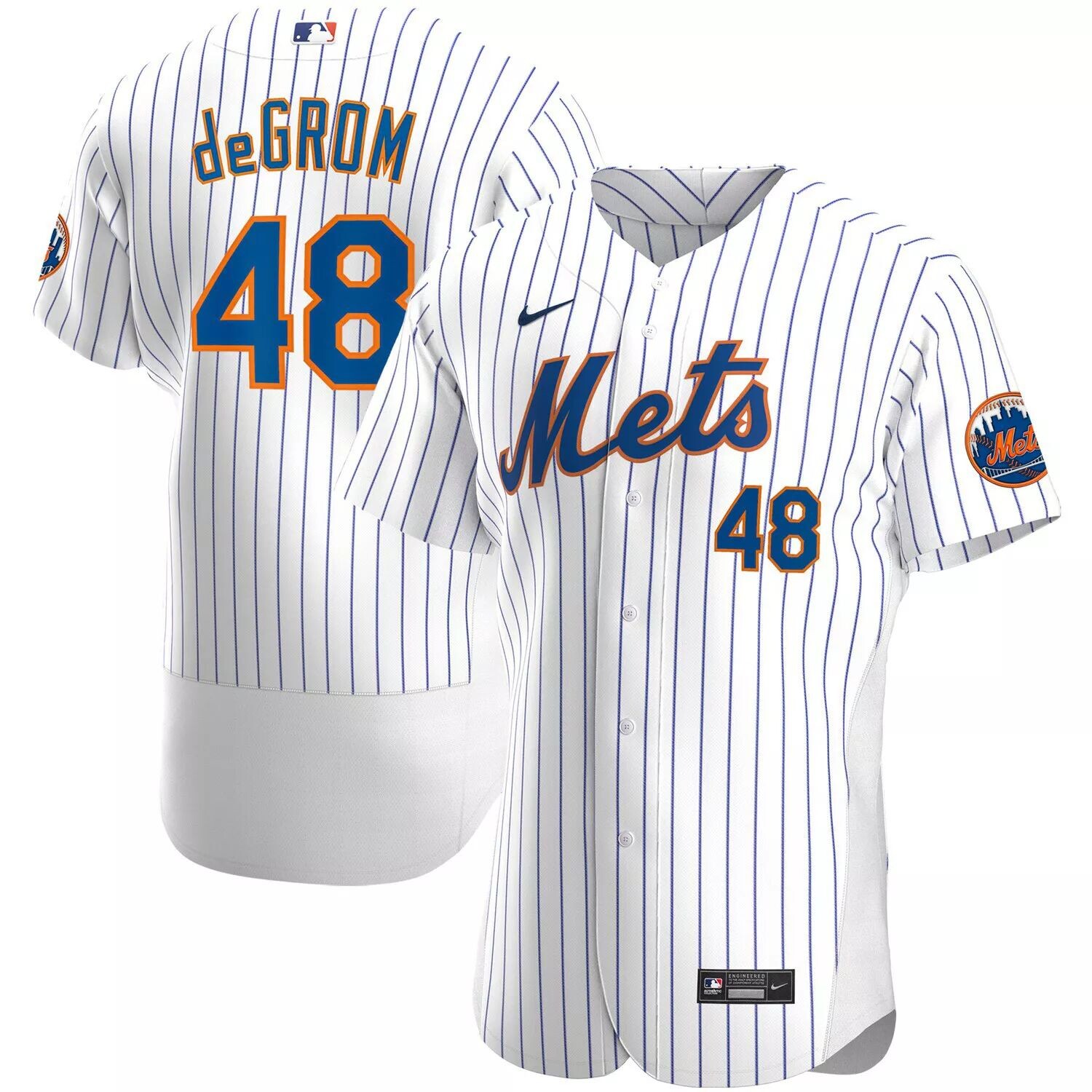 

Мужская белая футболка Jacob DeGrom New York Mets Home Authentic Player Nike, Белый