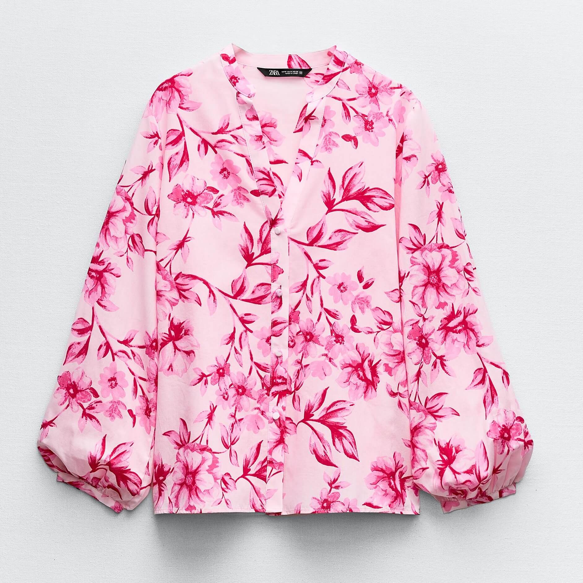 Блузка Zara Floral Print, розовый рубашка zara floral print черный