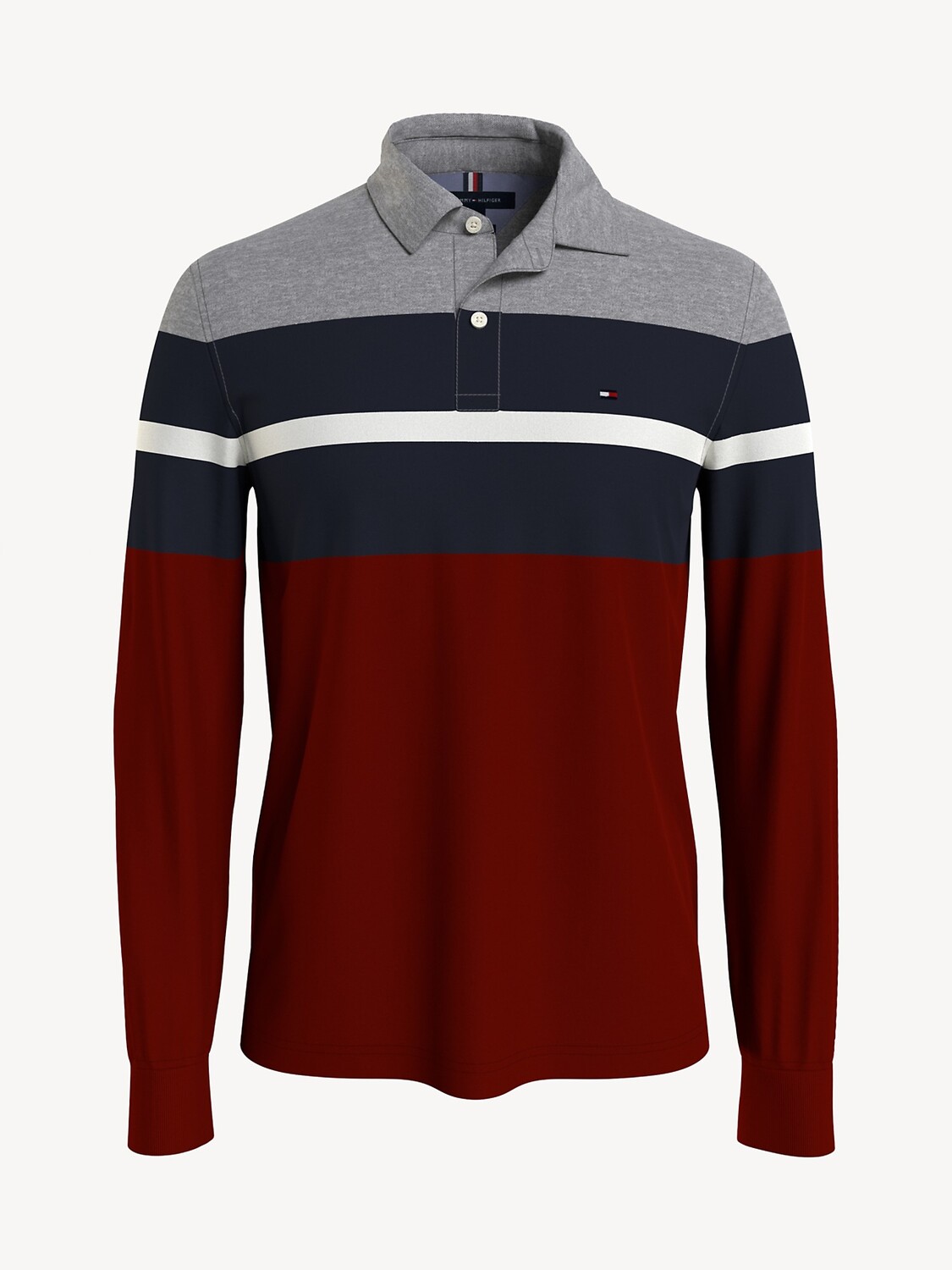 

Поло с длинным рукавом в полоску regular fit Tommy Hilfiger, серый вереск
