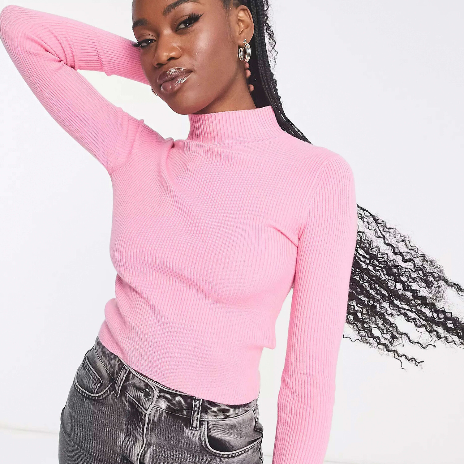 

Водолазка Pull&Bear Funnel Neck, розовый