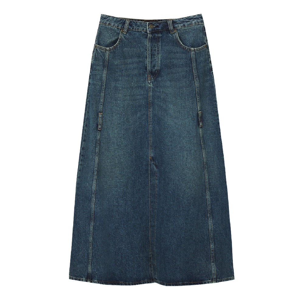 Юбка Lee x Pull&Bear Straight-leg, синий модная женская джинсовая юбка макси джинсовая длинная юбка винтажная свободная синяя длинная юбка с высокой талией и карманами спереди п