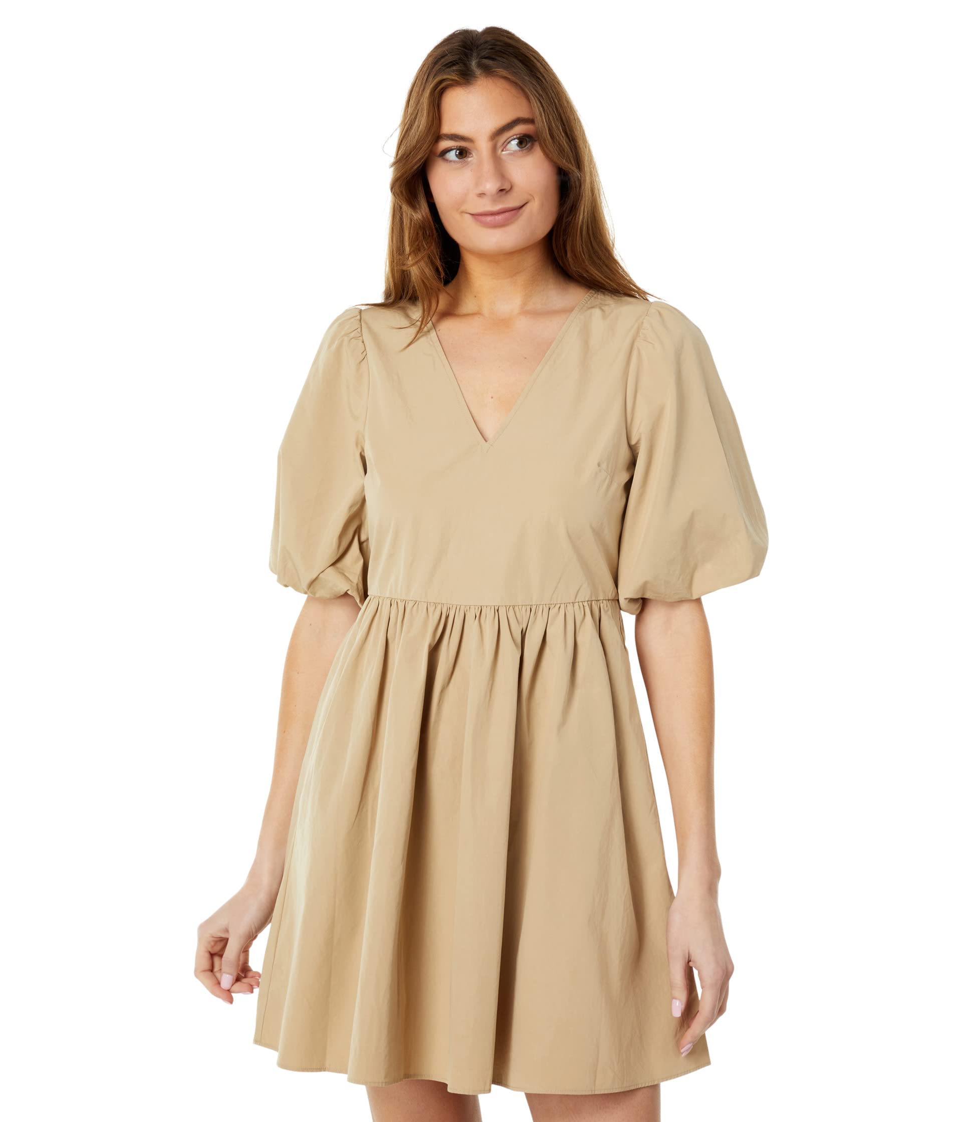 Платье Madewell, Poplin V-Neck Bubble-Sleeve Mini Dress цена и фото