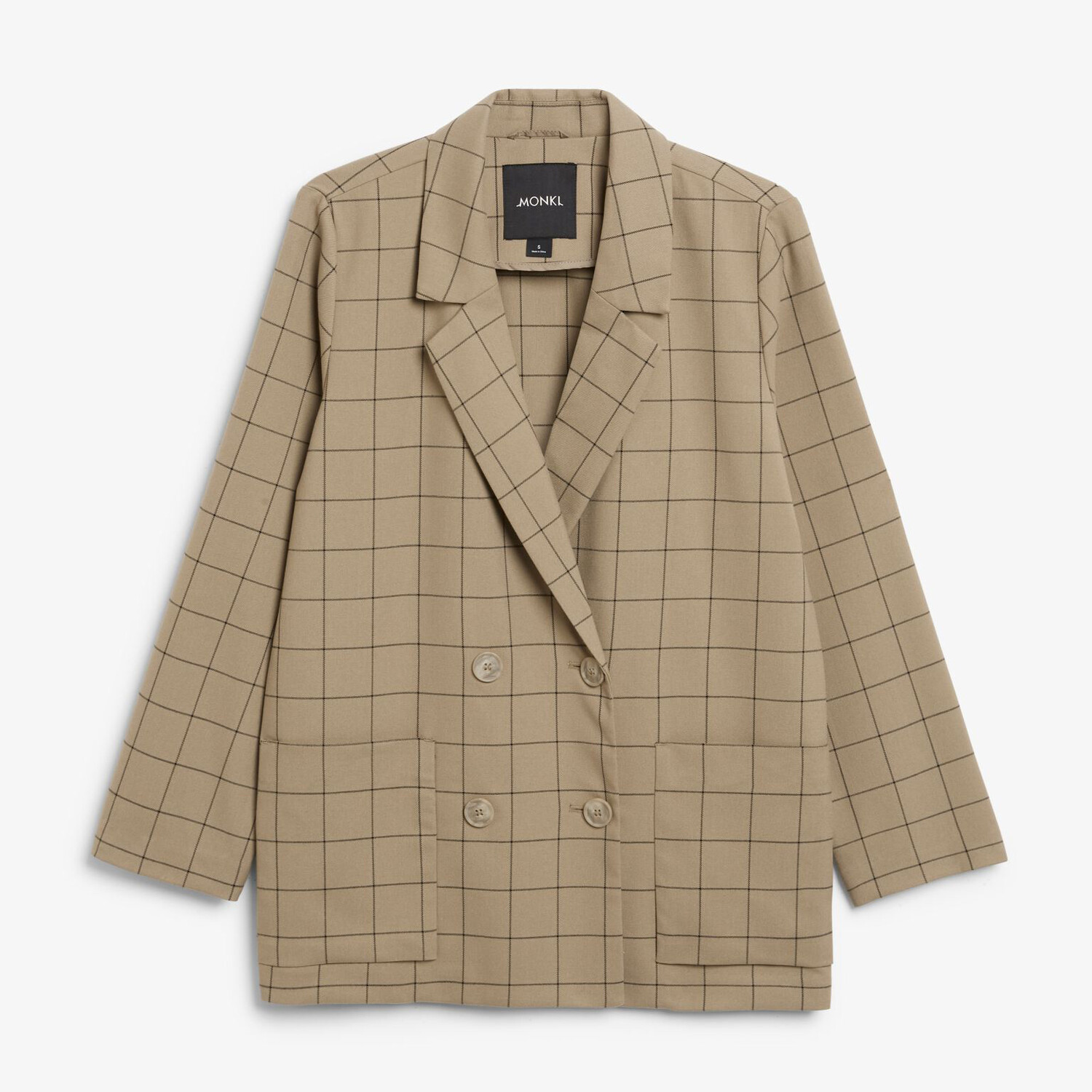 

Двубортный пиджак H&M Checkered, светло-коричневый/черный