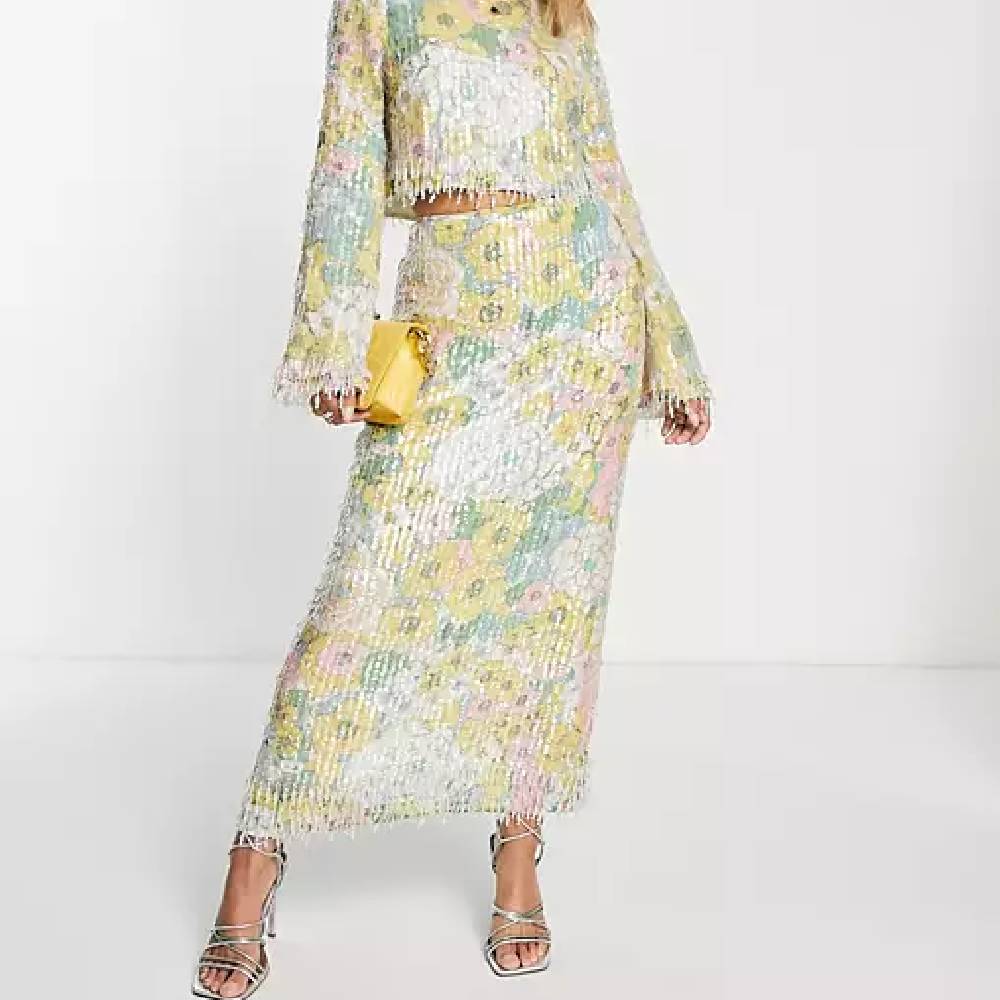 Юбка Asos Edition Pastel Floral Midi, разноцветный юбка миди mila с драпировкой и пайетками judith