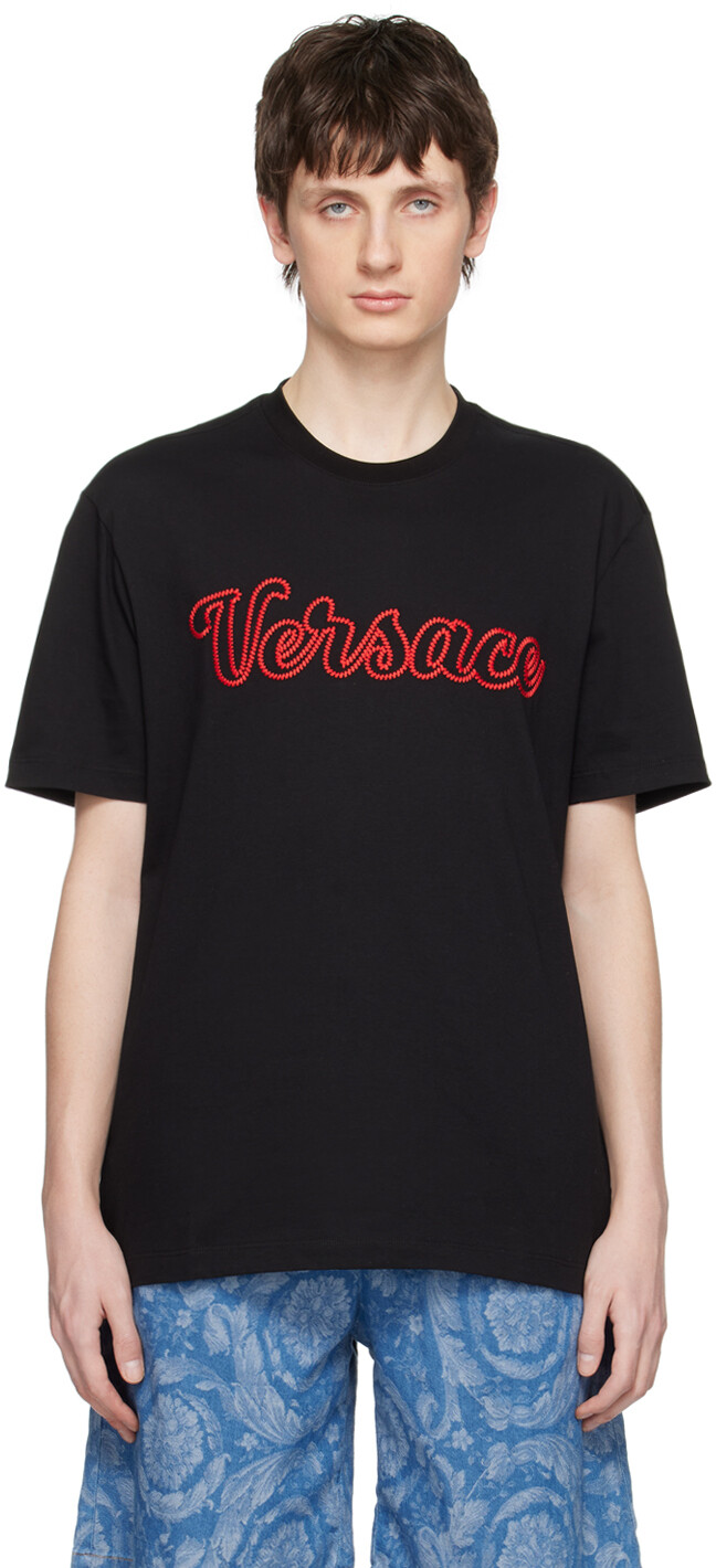 

Черная университетская футболка Versace, Черный