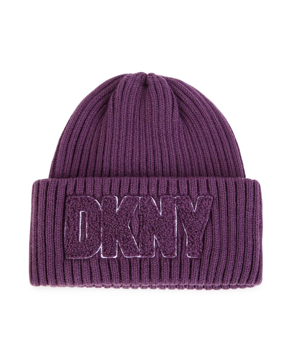 

Вязаная детская шапочка с отворотом по краю DKNY, фиолетовый