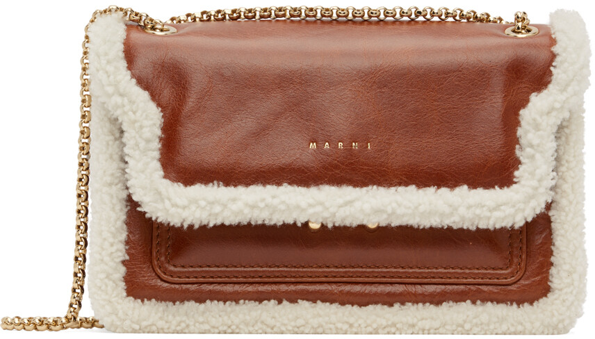 

Коричневая сумка через плечо с цепочкой Trunk Marni