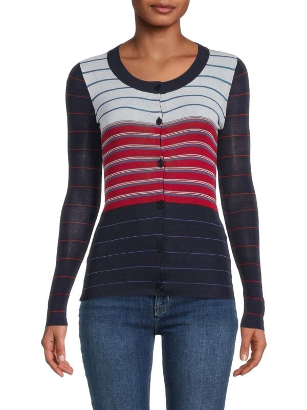 

Полосатый кардиган из смесового шелка Sonia Rykiel Navy multi