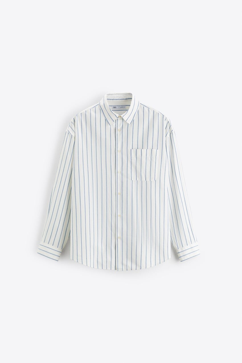 

Рубашка Zara striped oversize, белый