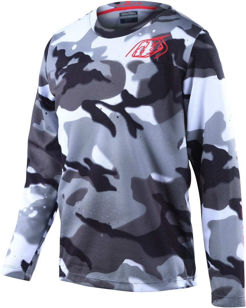 Майка Troy Lee Designs Flowline Spray Camo Молодежная велосипедная, бело-камуфляжная - фото